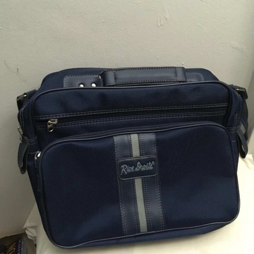 Rive Droite Fabric And Leather Travel Bag With Shoulder Strap 12.5 X 16 Inches